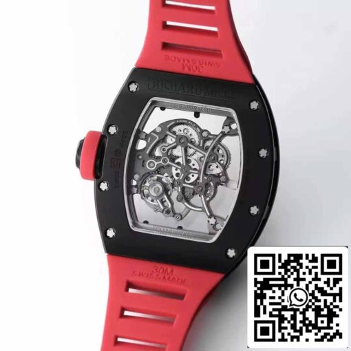 BBR Factory [V3] RICHARD MILLE  RM055 RM-055 Black Ceramic Case Red Rubber Strap - 이미지 4