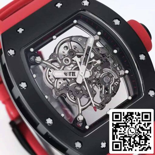 BBR Factory [V3] RICHARD MILLE  RM055 RM-055 Black Ceramic Case Red Rubber Strap - 이미지 3