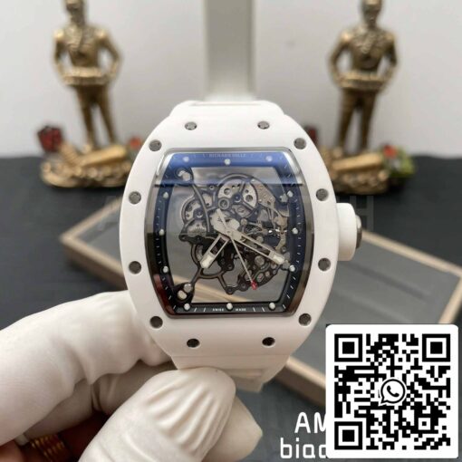 RICHARD MILLE  RM055 White Ceramic case 1:1 Best Edition BBR Factory [V3] Rubber Strap - Image 8