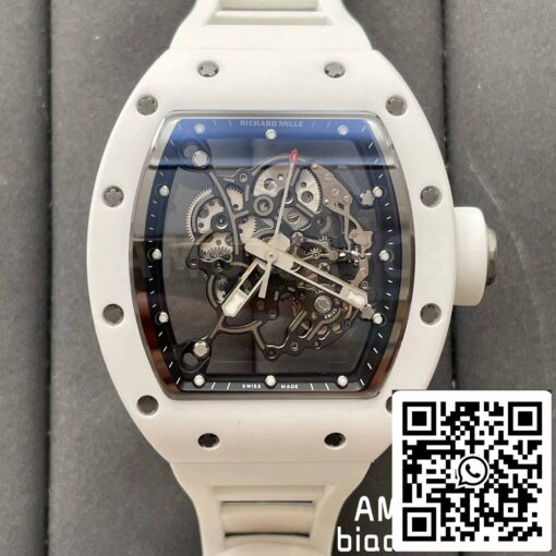 RICHARD MILLE  RM055 White Ceramic case 1:1 Best Edition BBR Factory [V3] Rubber Strap - Image 7