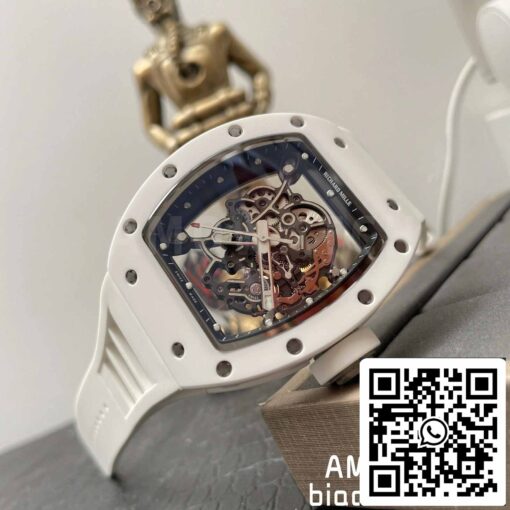 RICHARD MILLE  RM055 White Ceramic case 1:1 Best Edition BBR Factory [V3] Rubber Strap - Image 6