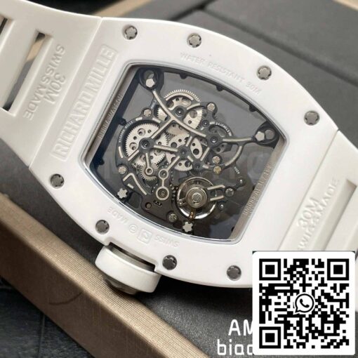 RICHARD MILLE  RM055 White Ceramic case 1:1 Best Edition BBR Factory [V3] Rubber Strap - Image 3