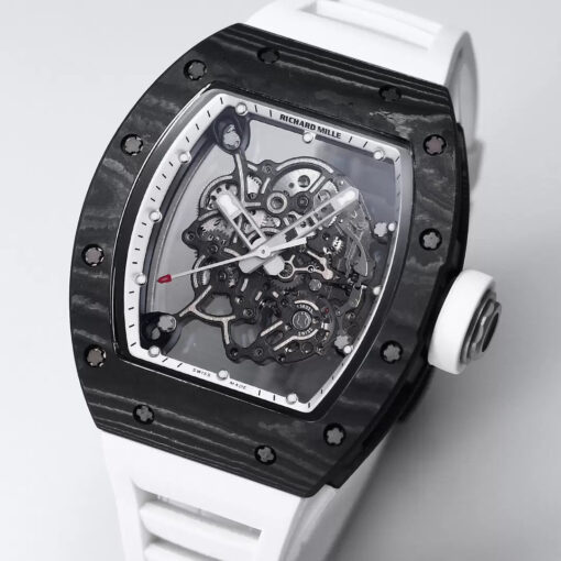 RICHARD MILLE RM055 Redesigned original 1:1 Best Edition BBR Factory 2024 White bezel Black Strap - Image 5