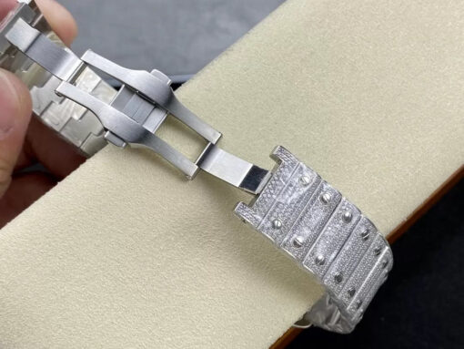 Santos De Cartier Diamond Numeric Silver Dial  1:1 Best Edition AMG Factory Swarovski Stone - Image 2