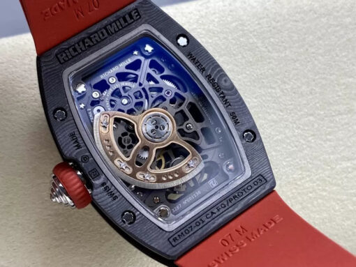 Richard Mille RM 07 RM007 Carbon NTPT Case 1:1 Best Edition G+ Factory Red Strap - Image 4