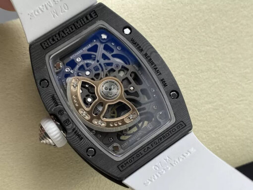 Richard Mille RM 07 RM007 Carbon NTPT Case 1:1 Best Edition G+ Factory White Strap - Image 4