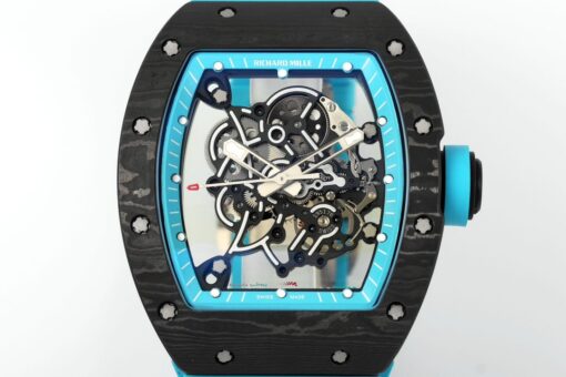 RICHARD MILLE  RM055  ZF 2024 1:1 Best Edition Carbon Fiber Case turquoise Strap - Image 10