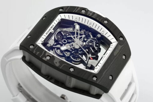 RICHARD MILLE  RM055  ZF 2024 1:1 Best Edition Carbon Fiber Case White Strap - Image 6