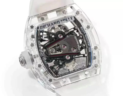 Richard Mille RM38-02 Tourbillon Movement 1:1 Best Edition RM Factory Transparent Rubber Strap - Image 7