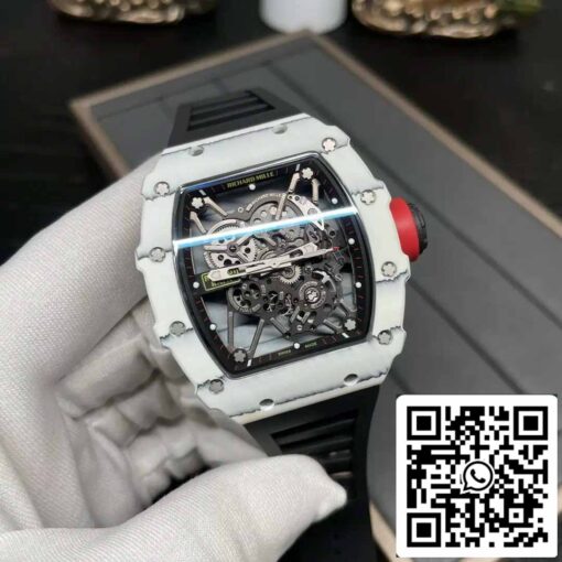 Richard Mille RM35-01 Sonic Factory 1:1 Best Edition White Carbon NTPT Black Rubber Strap - Image 3