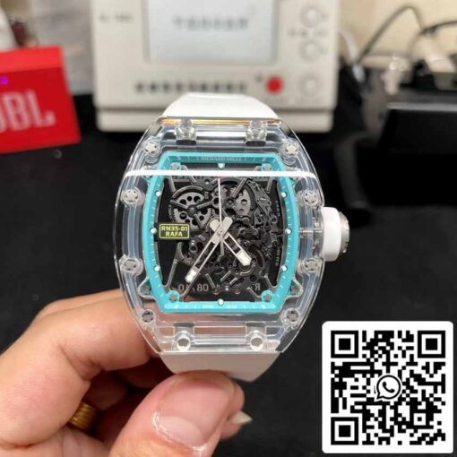 Richard Mille RM35-01 Sonic Factory 1:1 Best Edition Saphire case White Rubber Strap - Image 4