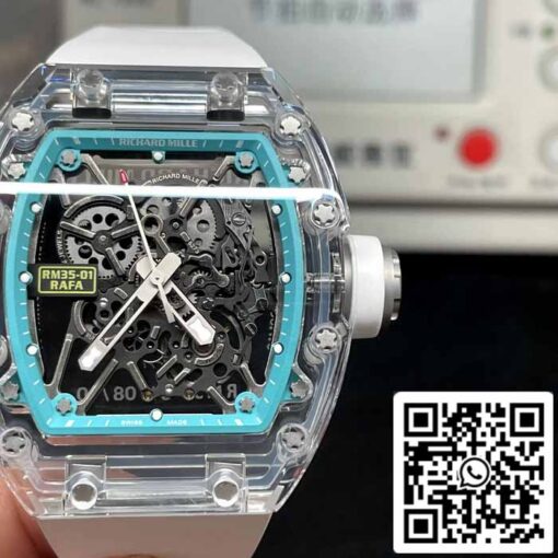 Richard Mille RM35-01 Sonic Factory 1:1 Best Edition Saphire case White Rubber Strap - Image 3