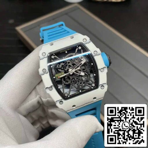 Richard Mille RM35-01 Sonic Factory 1:1 Best Edition White Carbon NTPT Blue Rubber Strap - Image 3