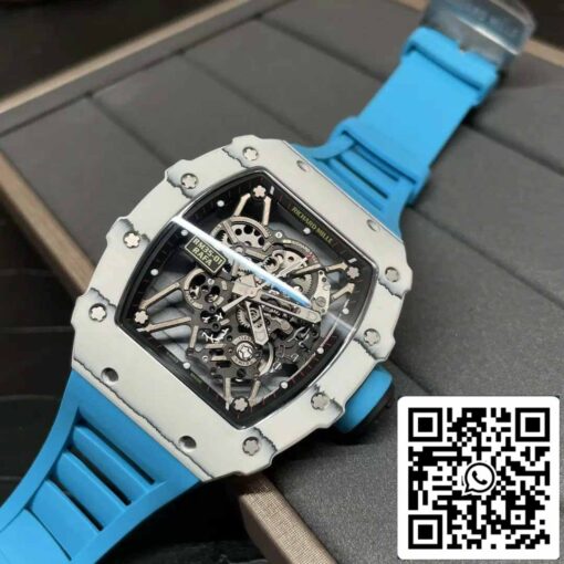 Richard Mille RM35-01 Sonic Factory 1:1 Best Edition White Carbon NTPT Blue Rubber Strap - Image 5