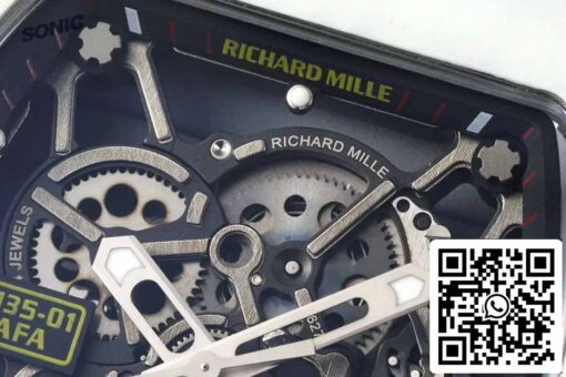 Richard Mille RM35-01 Sonic Factory 1:1 Best Edition White Carbon NTPT Red Rubber Strap - Image 5