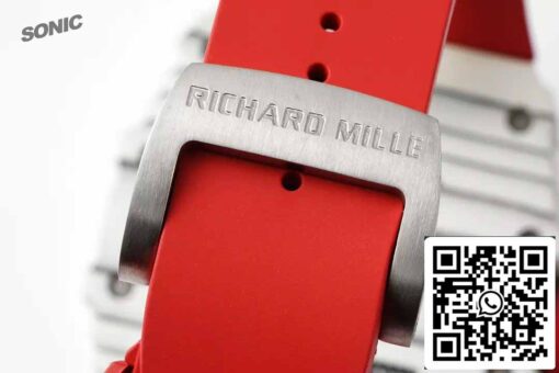 Richard Mille RM35-01 Sonic Factory 1:1 Best Edition White Carbon NTPT Red Rubber Strap - Image 9