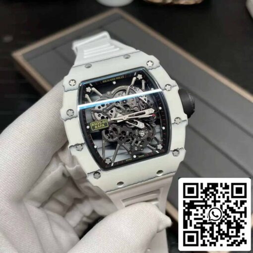 Richard Mille RM35-01 Sonic Factory 1:1 Best Edition White Carbon NTPT White Rubber Strap - Image 3