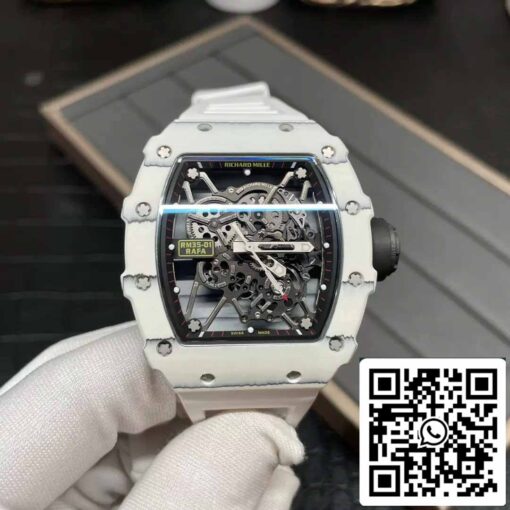 Richard Mille RM35-01 Sonic Factory 1:1 Best Edition White Carbon NTPT White Rubber Strap - Image 4