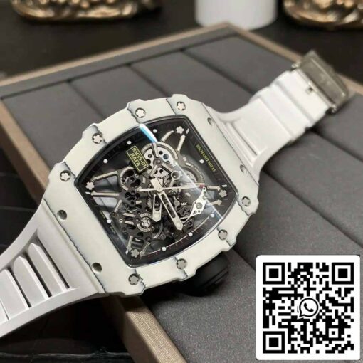 Richard Mille RM35-01 Sonic Factory 1:1 Best Edition White Carbon NTPT White Rubber Strap - Image 5