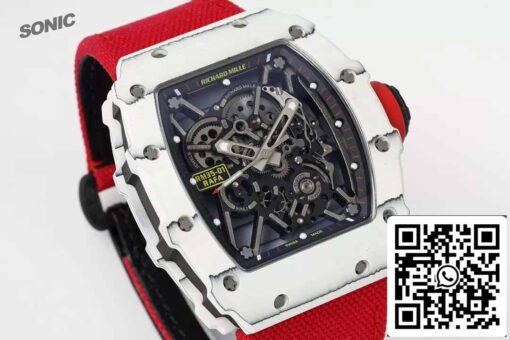 Richard Mille RM35-01 Sonic Factory 1:1 Best Edition White Carbon NTPT Red Velcro Strap - Image 2