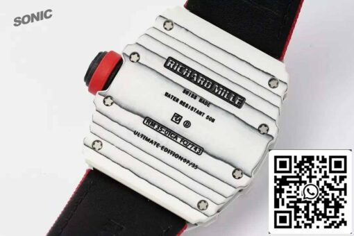 Richard Mille RM35-01 Sonic Factory 1:1 Best Edition White Carbon NTPT Red Velcro Strap - Image 8