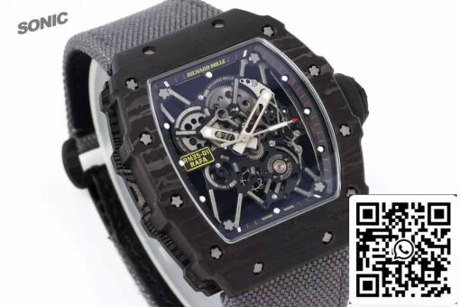 Richard Mille RM35-01 Sonic Factory 1:1 Best Edition White Carbon NTPT Grey Velcro Strap - Image 2