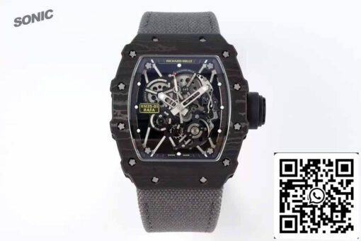 Richard Mille RM35-01 Sonic Factory 1:1 Best Edition White Carbon NTPT Grey Velcro Strap - Image 3