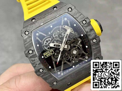 Richard Mille RM35-01 Sonic Factory 1:1 Best Edition Black Carbon NTPT Yellow Rubber Strap - Image 3