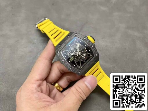 Richard Mille RM35-01 Sonic Factory 1:1 Best Edition Black Carbon NTPT Yellow Rubber Strap - Image 4