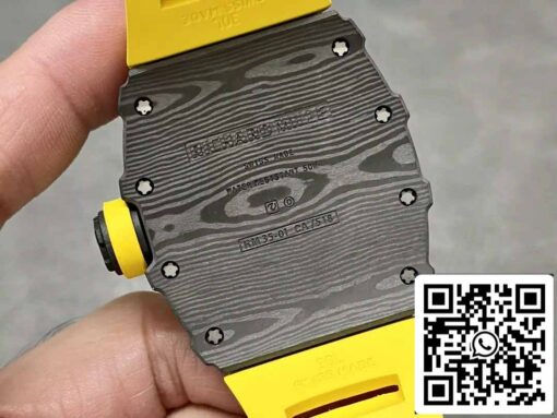 Richard Mille RM35-01 Sonic Factory 1:1 Best Edition Black Carbon NTPT Yellow Rubber Strap - Image 7