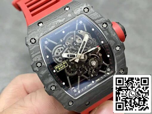 Richard Mille RM35-01 Sonic Factory 1:1 Best Edition Black Carbon NTPT Red Rubber Strap - Image 8