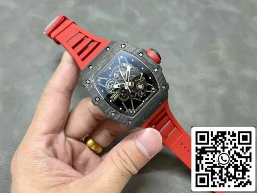 Richard Mille RM35-01 Sonic Factory 1:1 Best Edition Black Carbon NTPT Red Rubber Strap - Image 7