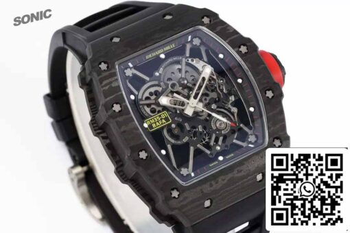 Richard Mille RM35-01 Sonic Factory 1:1 Best Edition Black Carbon NTPT Black Rubber Strap - Image 2