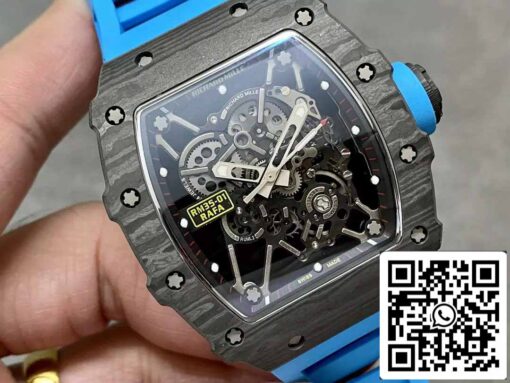 Richard Mille RM35-01 Sonic Factory 1:1 Best Edition Black Carbon NTPT Blue Rubber Strap - Image 8