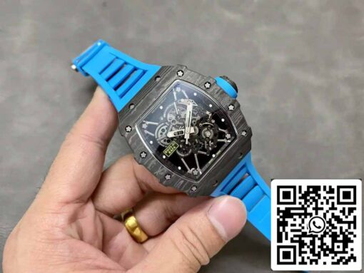 Richard Mille RM35-01 Sonic Factory 1:1 Best Edition Black Carbon NTPT Blue Rubber Strap - Image 7