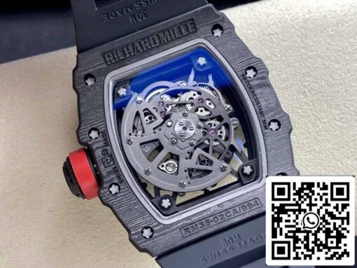 Richard Mille RM035-02 T+ Factory 1:1 Best Edition Carbon Fiber Case Black Rubber Strap - Image 4