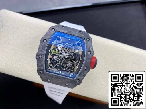 Richard Mille RM035-02 T+ Factory 1:1 Best Edition Carbon Fiber Case White Rubber Strap - Image 7