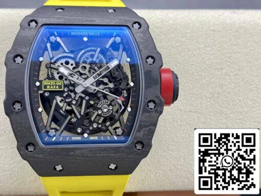 Richard Mille RM035-02 T+ Factory 1:1 Best Edition Carbon Fiber Case Yellow Rubber Strap ao chép)