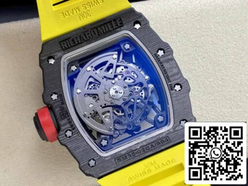 Richard Mille RM035-02 T+ Factory 1:1 Best Edition Carbon Fiber Case Yellow Rubber Strap ao chép) - Image 4