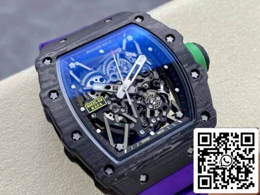 Richard Mille RM035-02 T+ Factory 1:1 Best Edition Carbon Fiber Case Purple Rubber Strap - Image 8