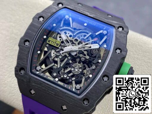 Richard Mille RM035-02 T+ Factory 1:1 Best Edition Carbon Fiber Case Purple Rubber Strap - Image 7