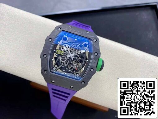 Richard Mille RM035-02 T+ Factory 1:1 Best Edition Carbon Fiber Case Purple Rubber Strap