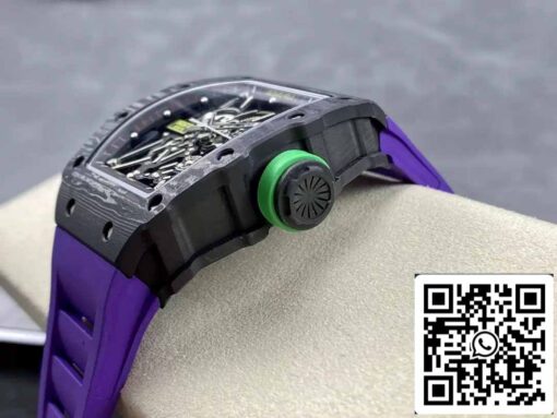 Richard Mille RM035-02 T+ Factory 1:1 Best Edition Carbon Fiber Case Purple Rubber Strap - Image 5