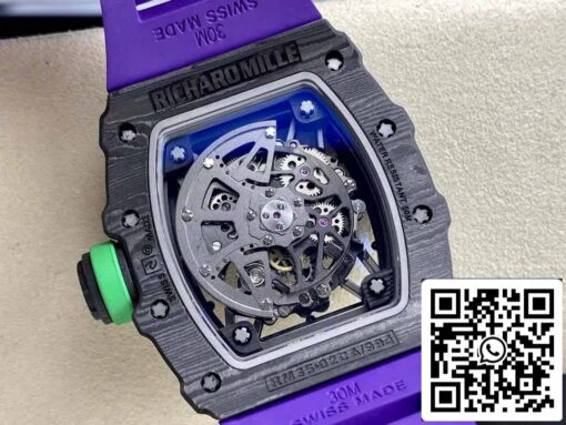 Richard Mille RM035-02 T+ Factory 1:1 Best Edition Carbon Fiber Case Purple Rubber Strap - Image 4