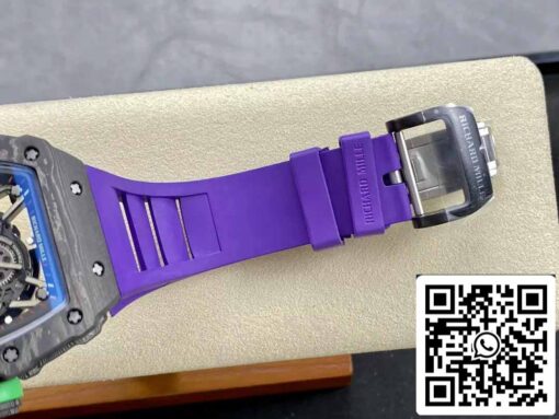 Richard Mille RM035-02 T+ Factory 1:1 Best Edition Carbon Fiber Case Purple Rubber Strap - Image 3