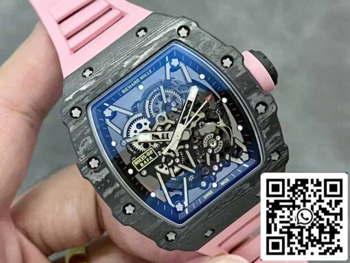 Richard Mille RM035-02 T+ Factory 1:1 Best Edition Carbon Fiber Case Pink Rubber Strap - Image 8