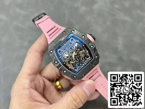 Richard Mille RM035-02 T+ Factory 1:1 Best Edition Carbon Fiber Case Pink Rubber Strap - Image 7