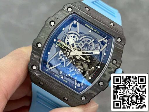 Richard Mille RM035-02 T+ Factory 1:1 Best Edition Carbon Fiber Case Blue Rubber Strap - Image 8