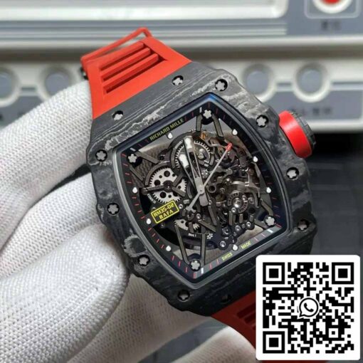 Richard Mille RM035-02 T+ Factory 1:1 Best Edition Carbon Fiber Case Red Rubber Strap - Image 9