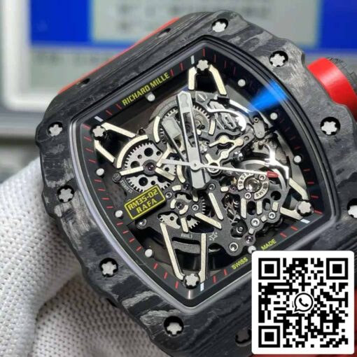 Richard Mille RM035-02 T+ Factory 1:1 Best Edition Carbon Fiber Case Red Rubber Strap - Image 8